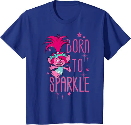 Vista 58 de DreamWorks Trolls Camiseta Born to Sparkle Negro