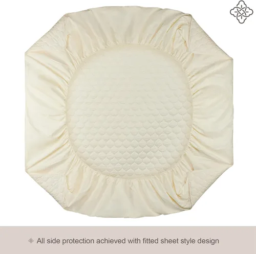 Vista 3 de Bioweaves Funda de colchón 100% algodón orgánico, protector de colchón acolchado con guata de algodón suave, bolsillo de 20 pulgadas de profundidad