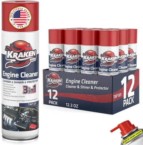 Vista 9 de KRAKEN BOND Aerosol Limpiador de Motor - (2x362.8 ml) Desengrasante para Compartimento del Motor, Sarro y Motor Pack de 2