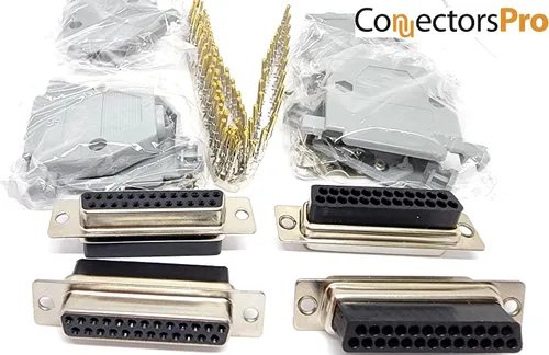 Vista 4 de Kit de conector hembra DB25, 4 juegos con capuchas y 100 pines, RS232 D-Sub 25P tipo crimpado