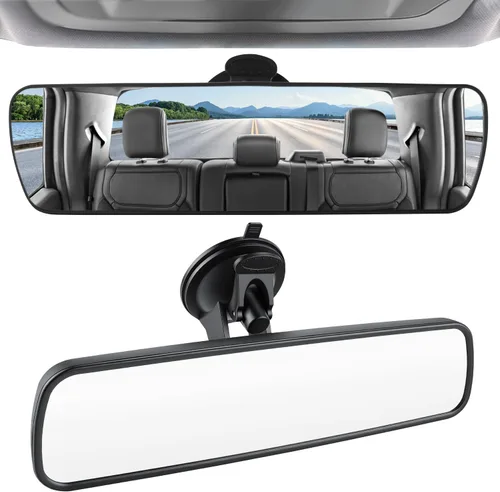 Vista 9 de LivTee Espejo retrovisor antirreflejo, universal de 11,3 pulgadas (287 mm), espejo retrovisor panorámico gran angular convexo, clip en el original