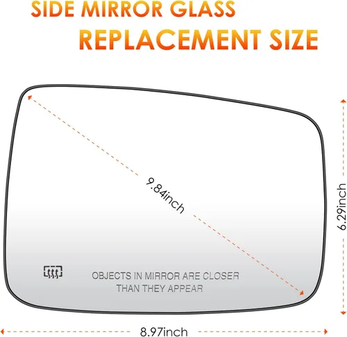 Vista 4 de Espejo lateral derecho de repuesto para Dodge Ram 1500 2500 2009-2010, para Ram 1500 2500 2011-2018, lentes de espejo calefactables de repuesto