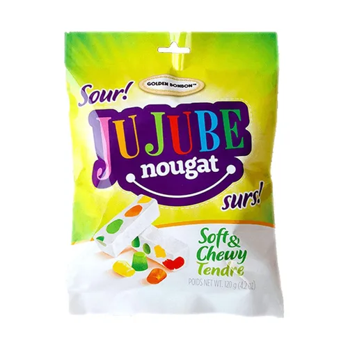 Vista 7 de Golden Bonbon Caramelo italiano de turrón de azufaifo, suave y masticable con frijoles de gelatina afrutados receta original