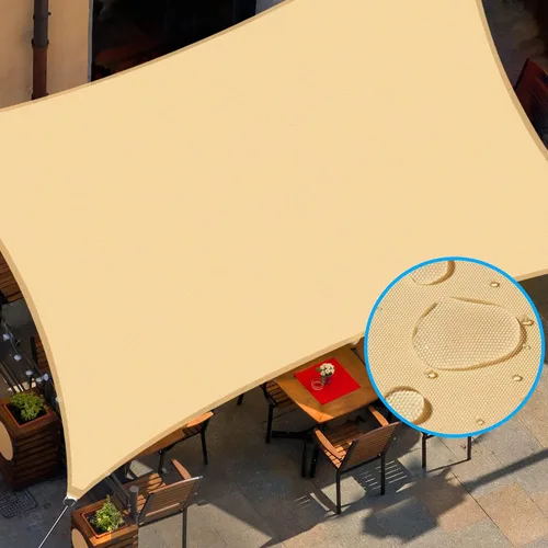 Vista 11 de Toldo tipo vela con kit de herramientas, impermeable, 6.5 x 10 pies, rectangular, con bloqueo UV, refugio para patio al aire libre, patio, césped