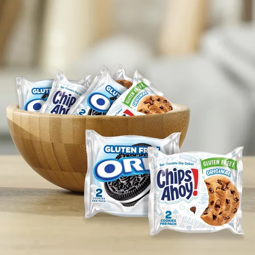 Vista 5 de OREO Galletas Sándwich de Chocolate y CHIPS AHOY! Galletas con Chispas de Chocolate Sin Gluten Paquete Variado de Galletas, 20 Paquetes de Snacks