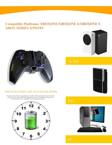 Vista 7 de Hycarus 2.4 GHZ Wireless Gamepad Controller Compatible with Xbox OneOne S One X PS3 PC (Blue)