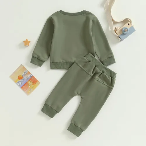 Vista 4 de BOIBOKOKO Conjunto de ropa linda para bebé niño para otoño e invierno con bloques de color a cuadros y manga larga