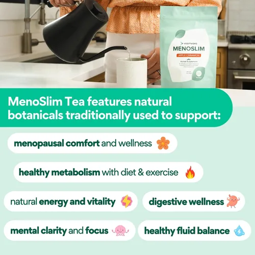 Vista 4 de VoomVaya MenoSlim Tea - Suplemento para la menopausia y la perimenopausia para mujeres - Apoya el metabolismo saludable y el bienestar general