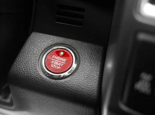 Vista 7 de Xotic Tech - Cubierta de botón de arranque de motor sin llave, de fibra de carbono, color rojo, adhesivo para botón de encendido compatible con Ford