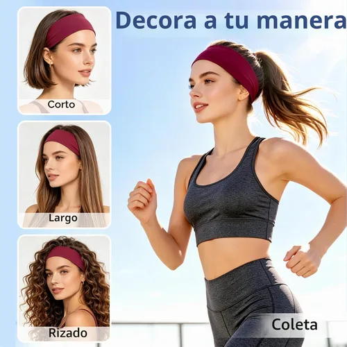 Vista 5 de Fishinsea Paquete de 8 diademas deportivas para mujer, tela elástica suave antideslizante, bandas para el cabello para entrenamiento diario, yoga