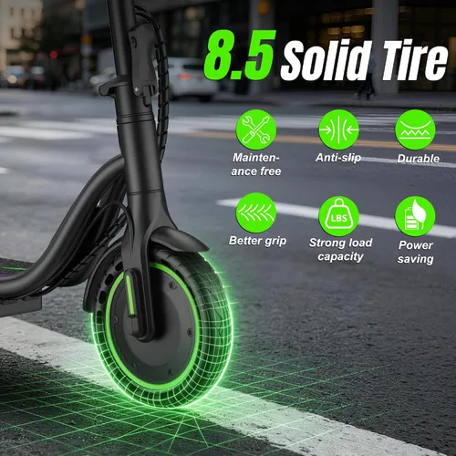 Vista 4 de Electric Scooter,350/500W Powerful Motor,15-28 Miles Long Range,Dual Braking System,19/22 Mph Speed,8.5/10" Foldable E Scooter with Solid Tires