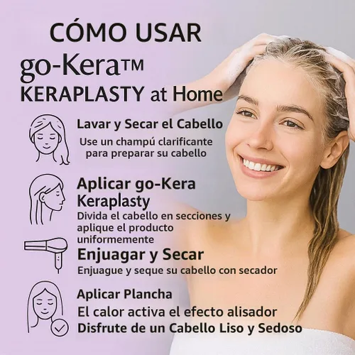 Vista 5 de Go-Kera - Tratamiento capilar con queratina brasileña, alisador de queratina, alisado profesional de nanoplastia para un cabello liso sin