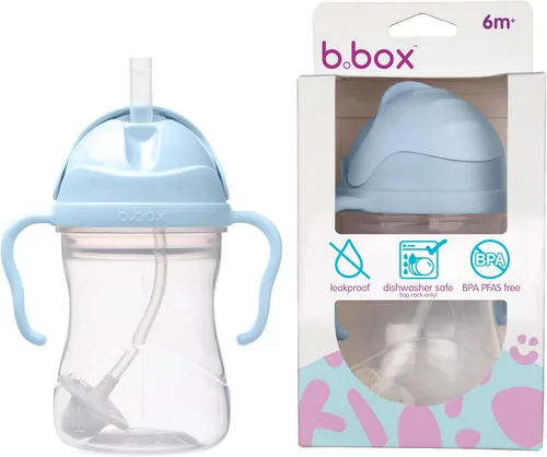 Vista 30 de b.box Vaso para beber con popote abatible, bebe desde cualquier ángulo, popote pesado, a prueba de derrames, a prueba de fugas y de fácil agarre