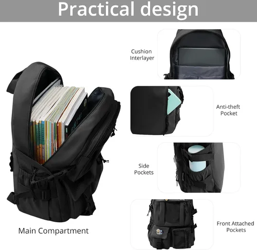 Vista 2 de AoMoon Mochila kawaii preciosa mochila pastel para adolescentes y niñas, estética, para estudiantes, con pin Kawaii y accesorios lindos, Negro C