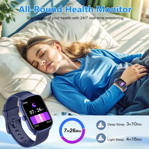 Vista 4 de Reloj inteligente para hombres y mujeres, reloj inteligente HD de 1.95 pulgadas (marcación/respuesta de llamadas), monitor de frecuencia