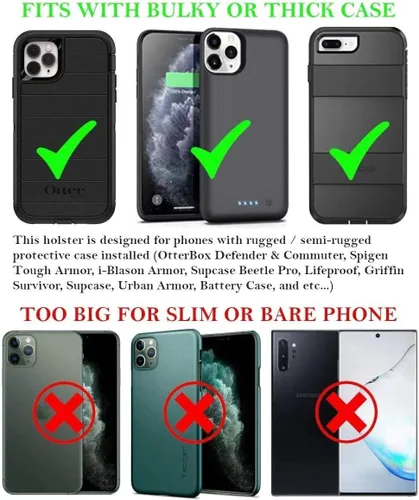 Vista 3 de AH Funda Portadora de Teléfono Celular de Grado Militar para Hombres, Soporte de Teléfono Celular para Cinturón, Compatible