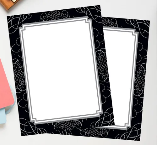 Vista 3 de Great Papers! Membrete de rollos negros y plateados, 8.5 x 11 pulgadas, 80 unidades (2013169)