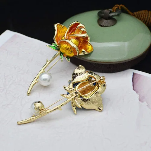 Vista 4 de Broche de rosa para bufanda o bolsa de abrigo para fiestas, bodas, banquetes