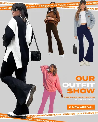 Vista 3 de TNNZEET Leggings acampanados negros para mujer, pantalones de yoga cruzados con bolsillos, corte de bota, leggings acampanados