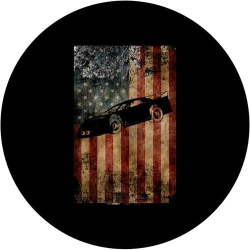 Vista 3 de Modelo tardío de carreras de pista de tierra regalos de carreras de bandera estadounidense desgastada PopSockets agarre y soporte para teléfonos