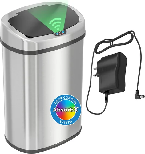Vista 12 de iTouchless - Cubo de basura con sensor sin contacto y sistema de control de olores, forma ovalada, cubo de 13 galones y acero inoxidable para cocina