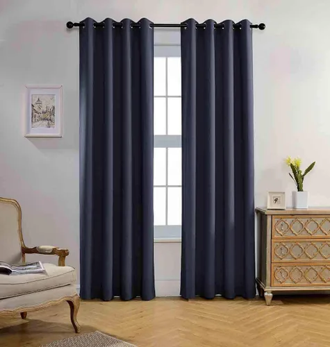 Vista 25 de Miuco paneles de cortina de oscurecimiento con arandelas, cortinas opacas con textura para salón, juego de 2