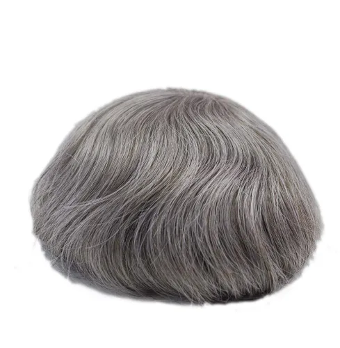 Vista 8 de Toupee para hombres, sistema de cabello gris al 20%, línea capilar invisible, color negro natural, sistema de unidad de cabello 1B20