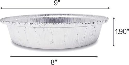 Vista 4 de Fig & Leaf Paquete de 45 sartenes redondas de aluminio prémium de 9 pulgadas con tapas de cúpula de plástico, lata de aluminio desechable para asar