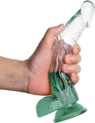 Vista 7 de FST Consolador realista de eje curvado, estimulación del punto G, pene con fuertes testículos de succión y diseño de venas para estimulación sexual