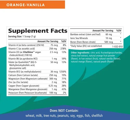 Vista 5 de Pure Essence - Calcio iónico Fizz Plus - Relación perfecta de calcio/magnesio con huesos fuertes de vitamina A, B, C, D y potasio, naranja vainilla