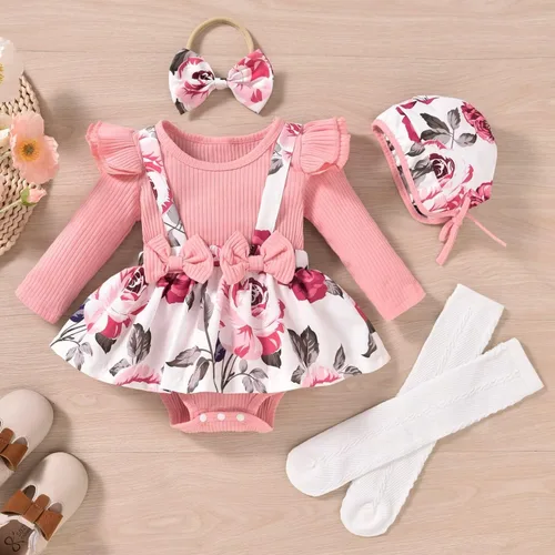 Vista 91 de Unutiylo Ropa de bebé recién nacida prematura con tirantes, traje de otoño e invierno, traje de manga larga con volantes