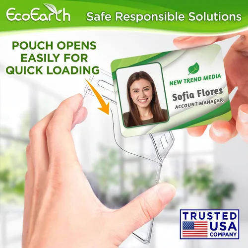 Vista 2 de EcoEarth Protector de tarjetas horizontal con borde suave (grande 4 x 3, paquete de 10) bolsa de plástico transparente para portatarjetas