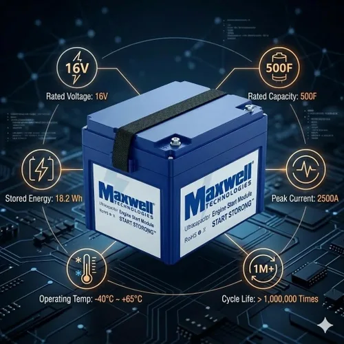 Vista 7 de Maxwell 16V 500F Graphene Super Capacitor Batería 16v Sistema de Energía Solar Hogar