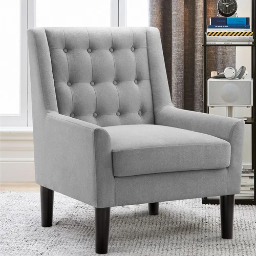 Vista 11 de Rosevera Maci - Sillas decorativas, sillón moderno de mediados de siglo para sala de estar, asiento cómodo para dormitorio, apartamento, fácil Beige