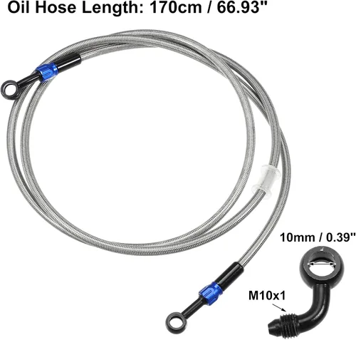 Vista 5 de X AUTOHAUX Manguera de freno AN3 28 90 grados M10 motocicleta hidráulica línea de aceite manguera de aceite para ATV motocicleta Motocross Racing