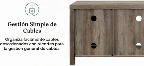 Vista 4 de Walker Edison Georgetown mueble moderno y rústico para televisores de hasta 65 pulgadas, con puerta doble tipo granero, 58 pulgadas, gris