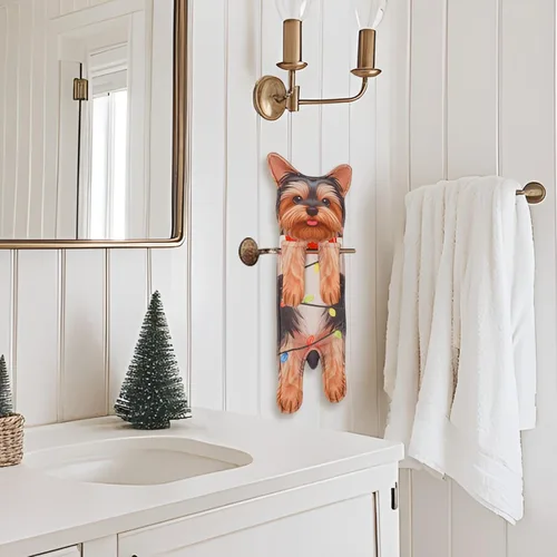 Vista 3 de GPGHE Regalos de Navidad Yorkie Dog Toallas de mano divertidas y lindas toallas de cocina para perros, regalo de cumpleaños y Año Nuevo para mujeres