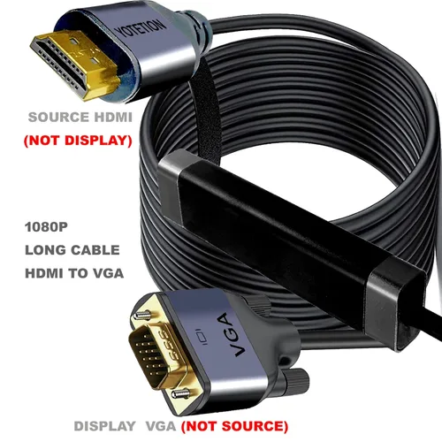 Vista 6 de Cable HDMI a VGA de 75 pies con IC, HDMI a VGA chapado en oro compatible para computadora, computadora de escritorio, laptop, PC, monitor