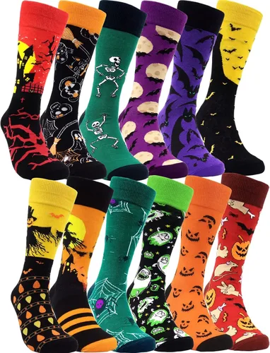 Vista 26 de HSELL Calcetines de vestir para hombre, diseños divertidos y locos, calcetines de algodón con patrón novedoso, regalos divertidos para hombres 12