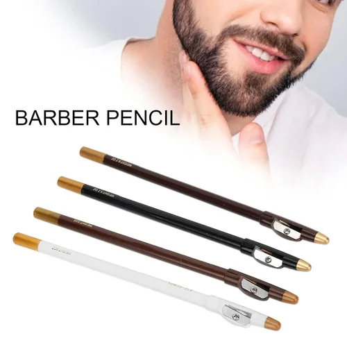 Vista 5 de 4 lápices de trazado de barba y línea capilar con sacapuntas integrado para un estilo y forma precisos