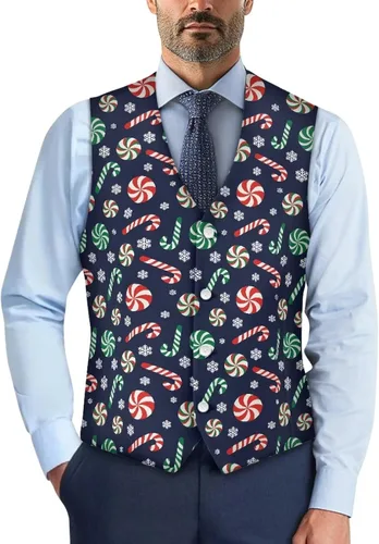 Vista 24 de TODIYADDU Single Breasted Sleeveless Vest for Men Tuxedo Vest Mushroom