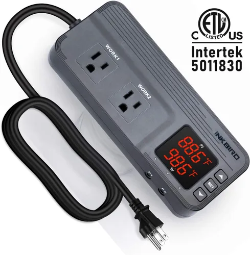 Vista 7 de Inkbird Controlador de temperatura y humedad ITC-608T Termostato de etapa dual precableado 120VAC 15A 1800W ETL Listado Invernadero de hongos