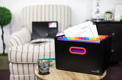 Vista 3 de Snopake Expandor/Organizador de Escritorio A4 Rainbow y Negro 24 Piezas [Pack de 1] Ref: 15852