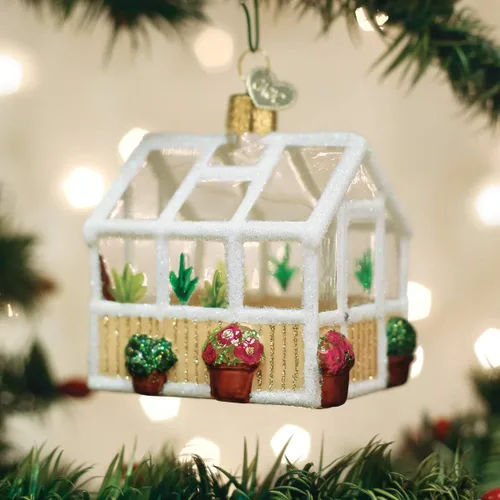 Vista 2 de Old World Christmas Adornos de vidrio soplado de invernadero para árbol de Navidad