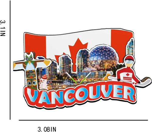 Vista 3 de Vancouver - Imán de madera para nevera en 3D, monumentos coleccionables para viajes, hechos a mano, 1974