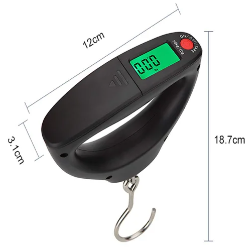 Vista 5 de Báscula portátil de equipaje de 110 libras y 110.2 lbs, básculas postales colgantes digitales, 2 pilas AAA (no incluidas)