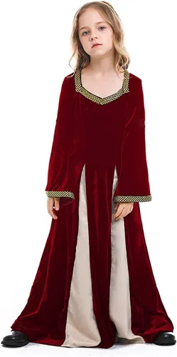 Vista 4 de Disfraz de princesa medieval para niños, disfraz renacentista de California para Halloween, cosplay