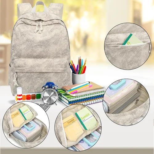 Vista 44 de LOIDOU Mochila para adolescentes y niñas, mochila escolar con lonchera y estuche para lápices, juego de bolsas escolares 3 en 1