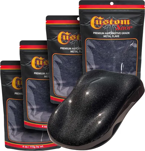 Vista 29 de Custom Shop - Purpurina metálica para pintura automotriz, oro brillante, 4 oz, micro escamas de metal de 0.004" para pintura de automóviles, aditivo