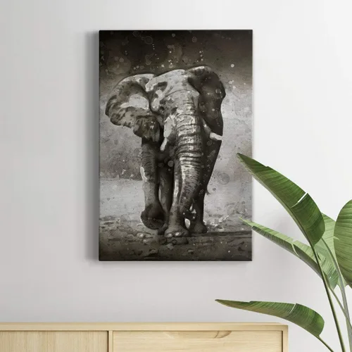 Vista 4 de Renditions Gallery Watercolor Elephant Gallery Wrapped Canvas Wall Art, 12x18, Black/White